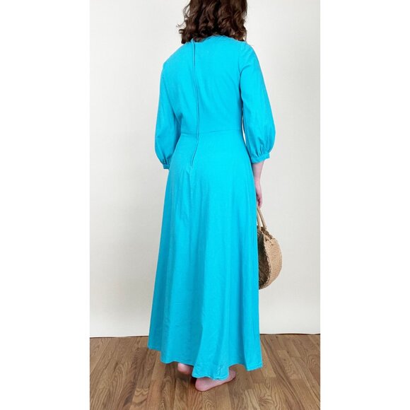 Vintage 70s Handmade Gown Puff Sleeve Princess Maxi Dress Cottagecore Whimsical - Picture 3 of 4
